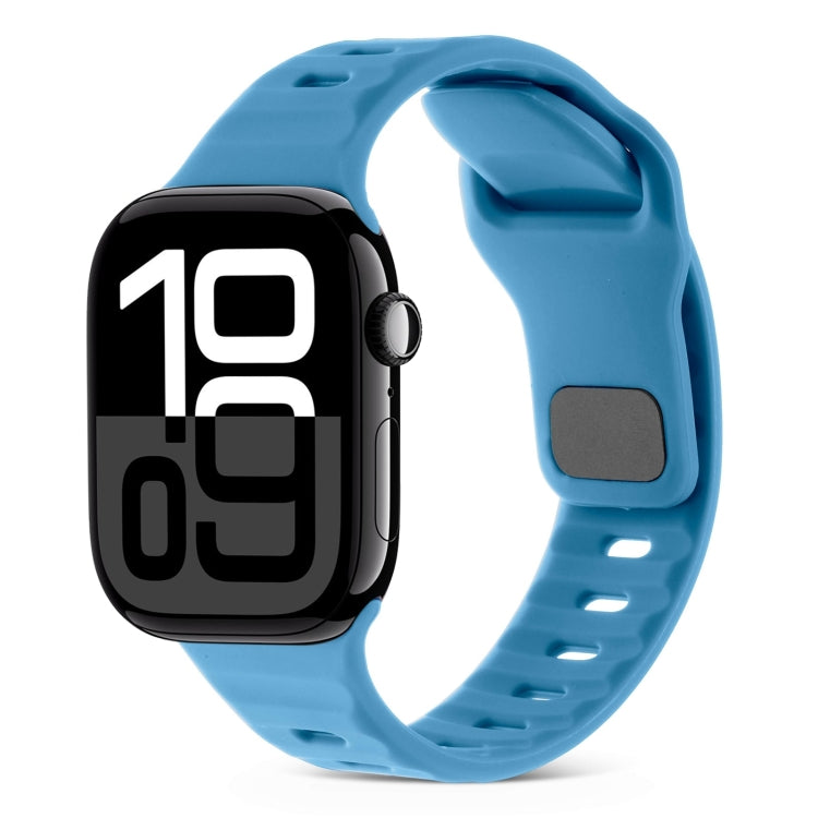 Square Buckle Stripes Silicone Watch Band, For Apple Watch Series 10 46mm, For Apple Watch Series 10 42mm