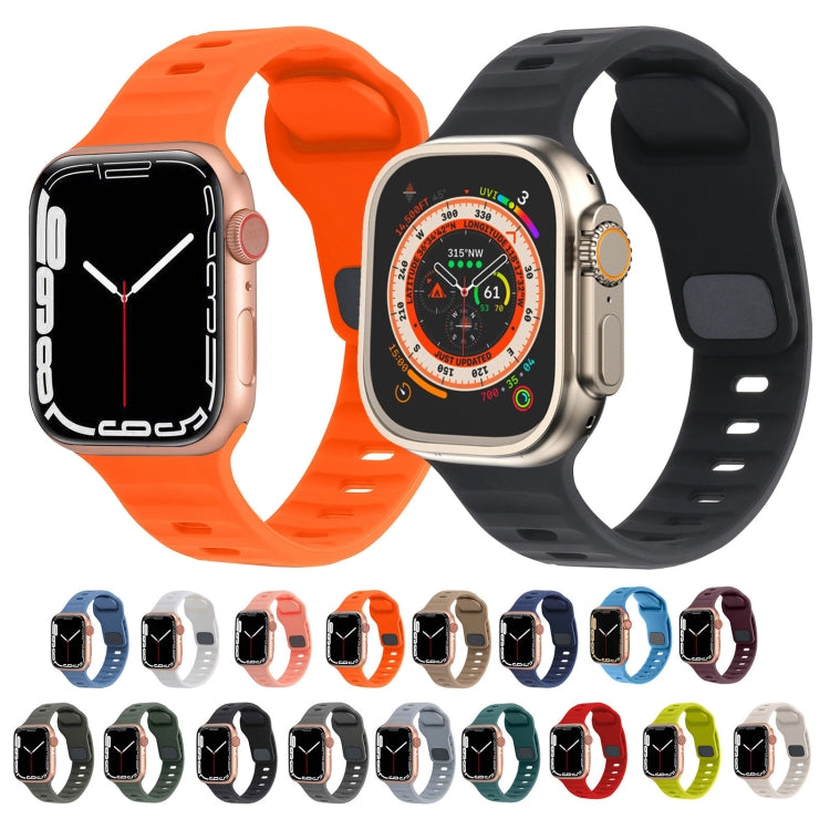 Square Buckle Stripes Silicone Watch Band, For Apple Watch Series 10 46mm, For Apple Watch Series 10 42mm