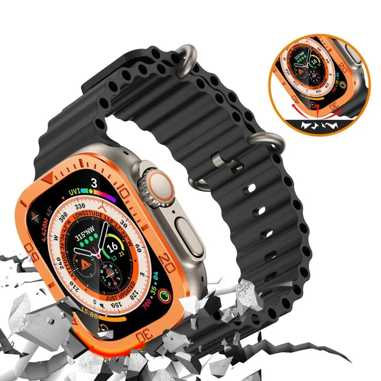 Number Ring Metal Frame Integrated Tempered Film, For Apple Watch Ultra 1 / 2 / 3 49mm