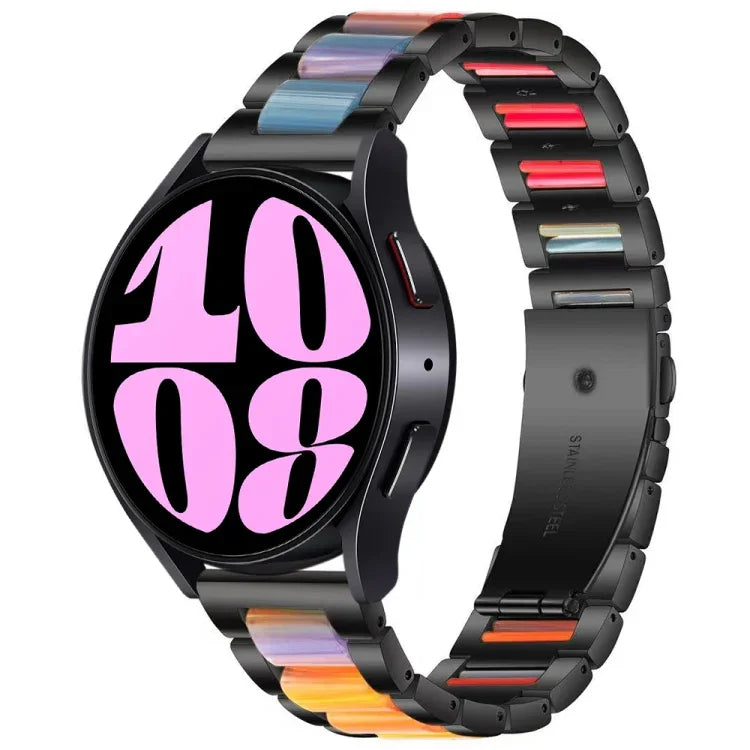 Three Bead Resin Metal Watch Band, For Samsung Galaxy Watch 6 / 6 Classic