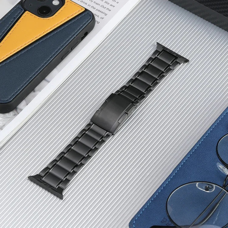 Five Beads Turtle Buckle Titanium Steel Watch Band, For Apple Watch Ultra 49mm, For Apple Watch SE 2023 44mm, For Apple Watch Ultra 2 49mm, For Apple Watch Series 9 45mm, For Apple Watch SE 2022 44mm, For Apple Watch Series 8 45mm, For Apple Watch SE 4...