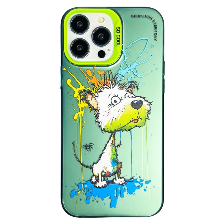 Double Layer Color Silver Series Animal Oil Painting Phone Case, For iPhone 13 Pro, For iPhone 13