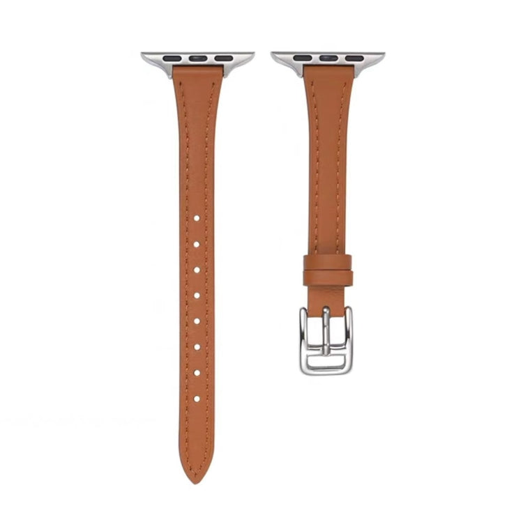 T-shaped Slim Genuine Leather Watch Band, For Apple Watch Series 9 41mm, For Apple Watch Ultra 49mm, For Apple Watch Series 8 41mm, For Apple Watch Series 8 45mm, For Apple Watch SE 2022 40mm, For Apple Watch SE 2022 44mm