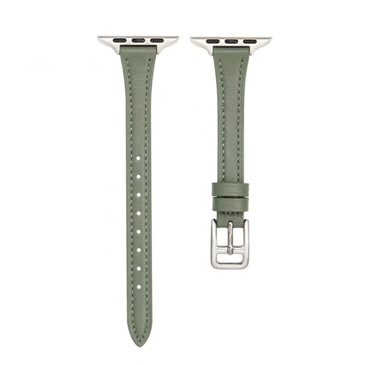 T-shaped Slim Genuine Leather Watch Band, For Apple Watch Series 7 41mm, For Apple Watch Series 7 45mm, For Apple Watch SE 40mm, For Apple Watch SE 44mm, For Apple Watch Series 6 40mm, For Apple Watch Series 6 44mm