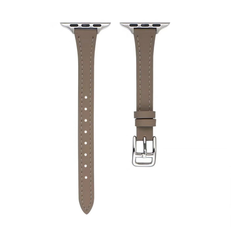 T-shaped Slim Genuine Leather Watch Band, For Apple Watch Series 7 41mm, For Apple Watch Series 7 45mm, For Apple Watch SE 40mm, For Apple Watch SE 44mm, For Apple Watch Series 6 40mm, For Apple Watch Series 6 44mm