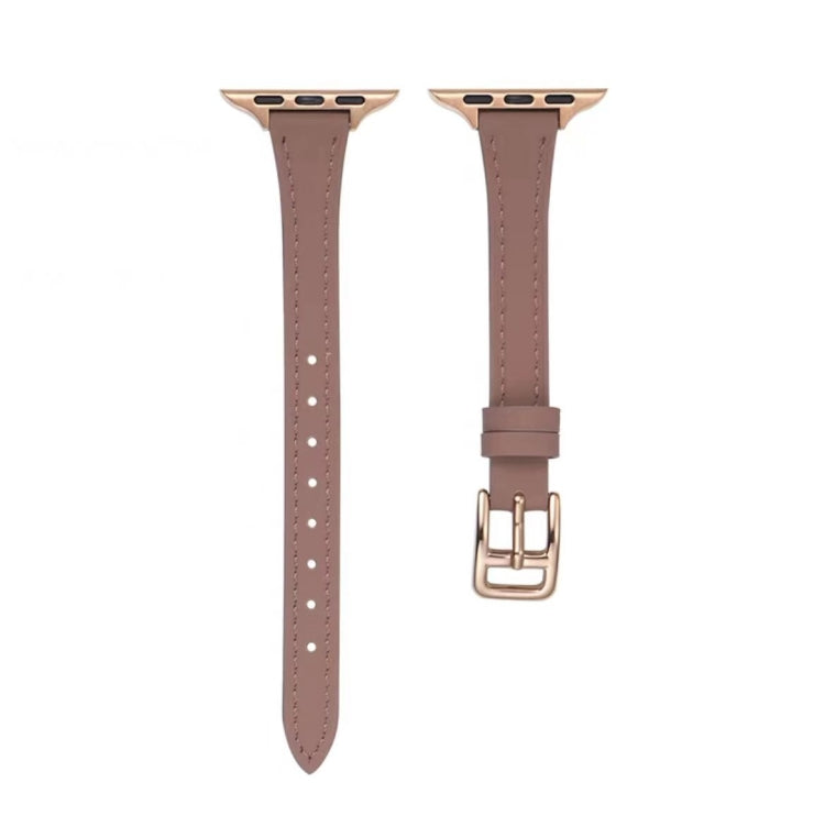 T-shaped Slim Genuine Leather Watch Band, For Apple Watch Series 7 41mm, For Apple Watch Series 7 45mm, For Apple Watch SE 40mm, For Apple Watch SE 44mm, For Apple Watch Series 6 40mm, For Apple Watch Series 6 44mm