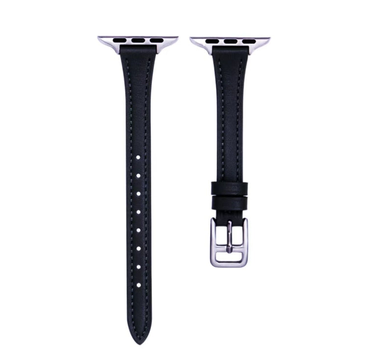 T-shaped Slim Genuine Leather Watch Band, For Apple Watch Series 5 44mm, For Apple Watch Series 5 40mm, For Apple Watch Series 4 44mm, For Apple Watch Series 4 40mm, For Apple Watch Series 3 38mm, For Apple Watch Series 3 42mm