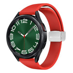 Magnetic Silver Buckle Slim Silicone Watch Band, For Samsung Galaxy Watch 6 / 6 Classic