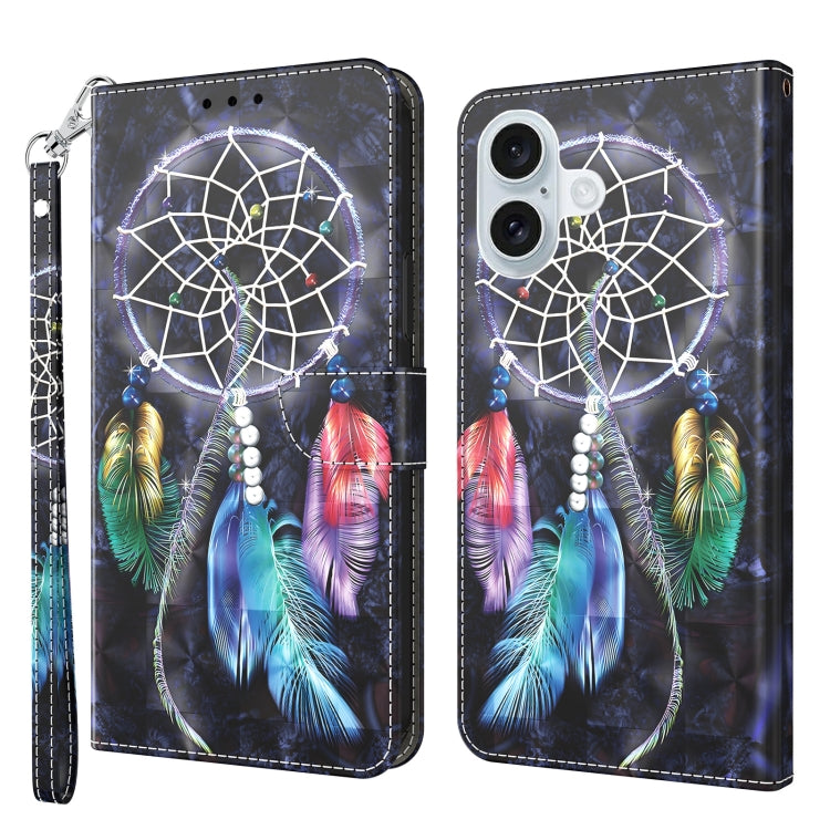 3D Painted Leather Phone Case, For iPhone 16 Pro Max, For iPhone 16 Pro, For iPhone 16 Plus, For iPhone 16
