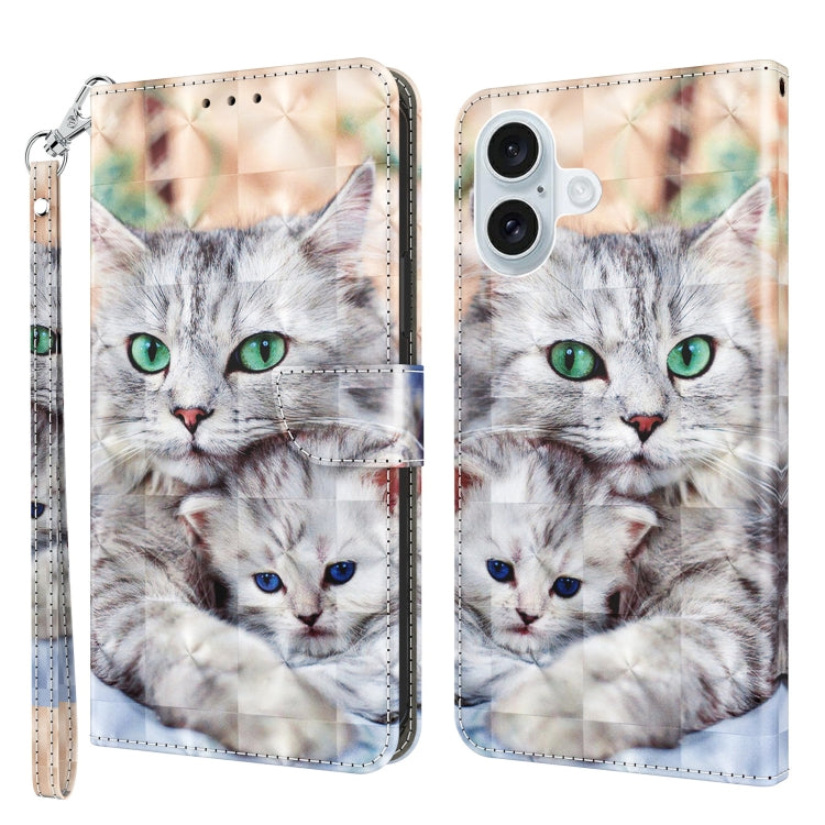 3D Painted Leather Phone Case, For iPhone 16 Pro Max, For iPhone 16 Pro, For iPhone 16 Plus, For iPhone 16