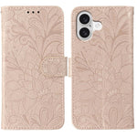 Lace Flower Embossing Flip Leather Phone Case, For iPhone 17e / 16e, For iPhone 17 Pro Max, For iPhone 17 Pro, For iPhone 17, For iPhone Air, For iPhone 16 Pro Max, For iPhone 16 Pro, For iPhone 16 Plus