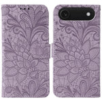Lace Flower Embossing Flip Leather Phone Case, For iPhone 17e / 16e, For iPhone 17 Pro Max, For iPhone 17 Pro, For iPhone 17, For iPhone Air, For iPhone 16 Pro Max, For iPhone 16 Pro, For iPhone 16 Plus