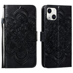 Mandala Embossing Pattern Horizontal Flip Leather Phone Case, For iPhone 15 Plus, For iPhone 15