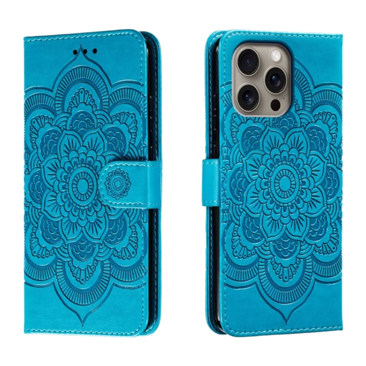 Mandala Embossing Pattern Horizontal Flip Leather Phone Case, For iPhone 16 Pro Max, For iPhone 16 Pro, For iPhone 16 Plus, For iPhone 16, For iPhone 15 Pro Max, For iPhone 15 Pro