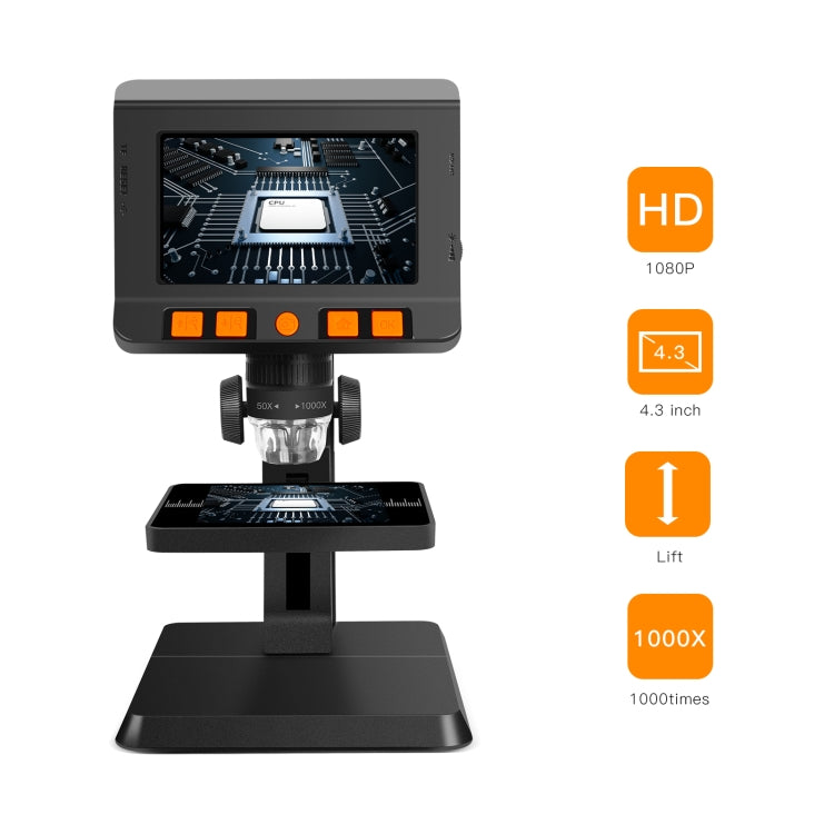 P110 50X-1000X Desktop Electronic Digital Microscope with 4.3 inch Screen, P110
