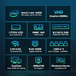 GXMO N42 Windows 11 Intel Gemini Lake N4020C Mini PC NVME SSD WiFi Mini Desktop Computer, 4GB+64GB, 4GB+64GB+256GB