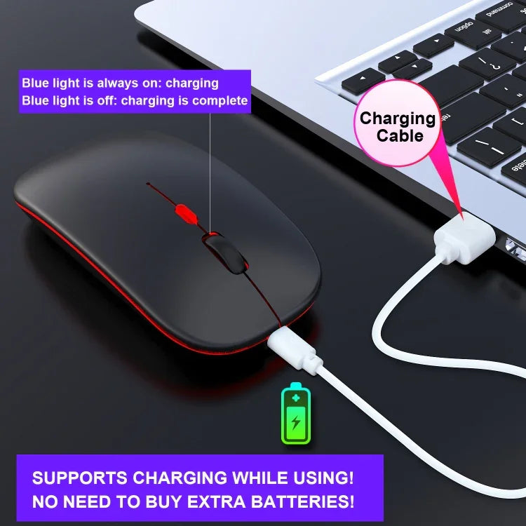 HXSJ M40 2.4GHZ 800,1200,1600dpi Third Gear Adjustment Colorful Wireless Mouse USB Rechargeable