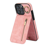 Retro Ring and Zipper RFID Card Slot Phone Case, For iPhone 17e / 16e, For iPhone 17 Pro Max, For iPhone 17 Pro, For iPhone 17, For iPhone Air, For iPhone 16 Pro Max
