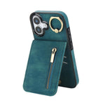 Retro Ring and Zipper RFID Card Slot Phone Case, For iPhone 17e / 16e, For iPhone 17 Pro Max, For iPhone 17 Pro, For iPhone 17, For iPhone Air, For iPhone 16 Pro Max