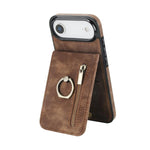 Retro Ring and Zipper RFID Card Slot Phone Case, For iPhone 17e / 16e, For iPhone 17 Pro Max, For iPhone 17 Pro, For iPhone 17, For iPhone Air, For iPhone 16 Pro Max