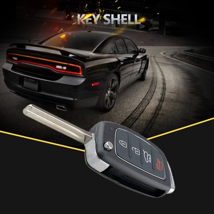 4-button Folding Car Key Shell with Metal Edge Solaris ix35 ix4 Santa For Hyundai Sonata 2014-2017 / Tucson 2016-2019 /  Santa Fe 2013-2016, For Hyundai 4-button Solaris ix35 ix4