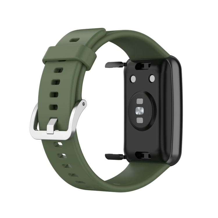 Silicone Silver Steel Buckle Watch Band, For Huawei Watch Fit Special Edition