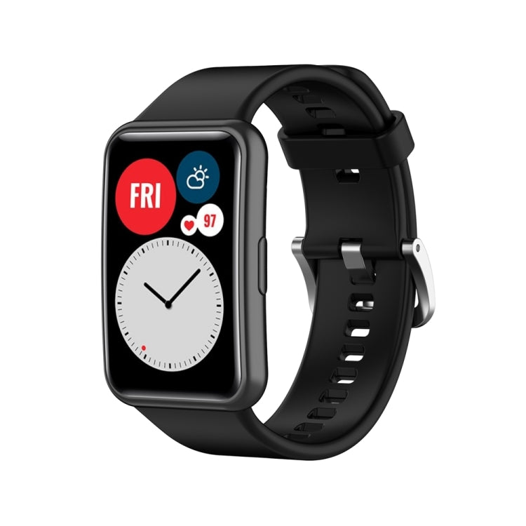 Silicone Silver Steel Buckle Watch Band, For Huawei Watch Fit Special Edition