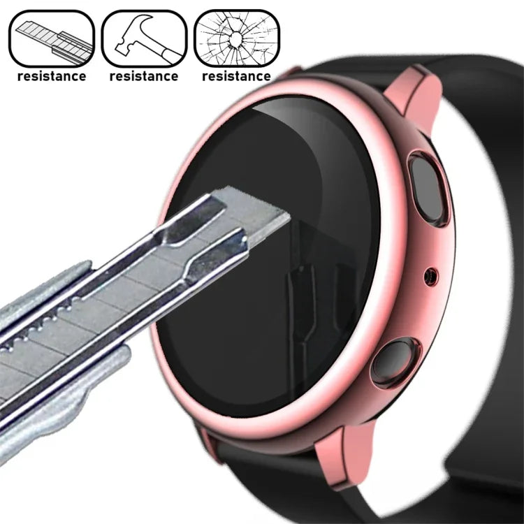 Electroplate PC Protective Case with Tempered Glass Film, For Samsung Galaxy Watch Active 2 40mm, For Samsung Galaxy Watch Active 2 44mm
