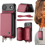 JEEHOOD C22 Series Zipper Wallet Leather Phone Case with Dual Lanyard, For iPhone 17 Pro Max, For iPhone 17 Pro, For iPhone Air, For iPhone 16 Pro Max, For iPhone 16 Pro, For iPhone 16 Plus, For iPhone 16, For iPhone 15 Pro Max