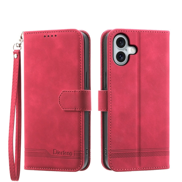 Dierfeng Dream Line TPU Hybrid PU Leather Phone Case, For iPhone 17 Pro Max, For iPhone 17 Pro, For iPhone 17, For iPhone Air, For iPhone 16e, For iPhone 16 Pro Max, For iPhone 16 Pro, For iPhone 16 Plus