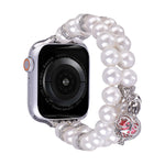 Beaded Dual Row Pearl Bracelet Watch Band, For Apple Watch SE 2023 44mm, For Apple Watch SE 2023 40mm, For Apple Watch Ultra 2 49mm, For Apple Watch Series 9 45mm, For Apple Watch Series 9 41mm, For Apple Watch Ultra 49mm, For Apple Watch Series 8 41mm...