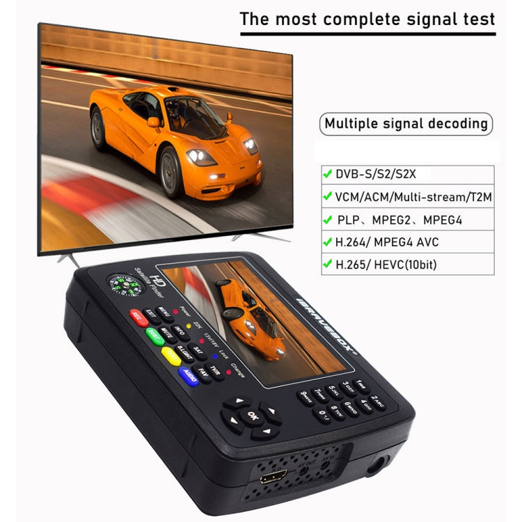 iBRAVEBOX V10 Finder Max 4.3 inch Display Digital Satellite Meter Signal Finder, Support DVB-S/S2/S2X, EU Plug, US Plug, UK Plug, AU Plug