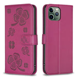 Four-leaf Embossed Leather Phone Case, For iPhone 7 / 8 / SE 2022, For iPhone 13 Pro Max, For iPhone 13 Pro, For iPhone 13, For iPhone 12 / 12 Pro, For iPhone 12 Pro Max, For iPhone 11 Pro Max, For iPhone 11