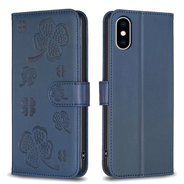 Four-leaf Embossed Leather Phone Case, For iPhone 11 Pro, For iPhone X / XS, For iPhone XR, For iPhone XS Max, For iPhone 7 Plus / 8 Plus