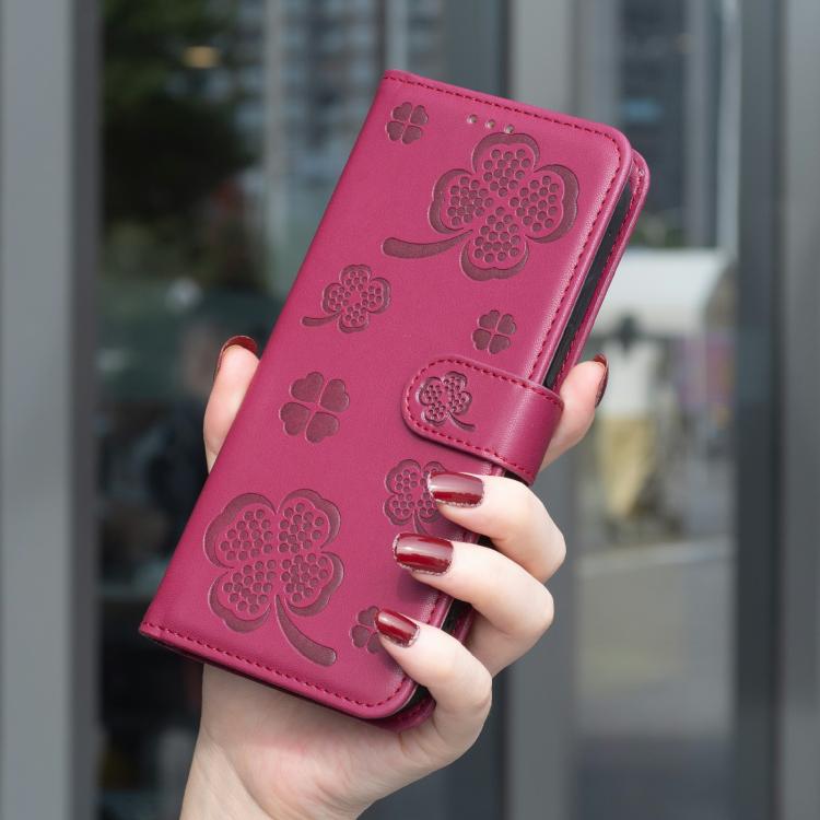 Four-leaf Embossed Leather Phone Case, For iPhone 17 Pro Max, For iPhone 17 Pro, For iPhone 17, For iPhone Air, For iPhone 16 Pro Max, For iPhone 16 Pro, For iPhone 16 Plus, For iPhone 16
