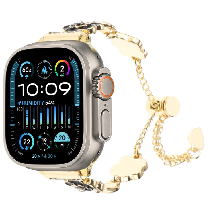 Camellia Metal Chain Bracelet Watch Band, For Apple Watch SE 2023 44mm, For Apple Watch SE 2023 40mm, For Apple Watch Ultra 2 49mm, For Apple Watch Series 9 45mm, For Apple Watch Series 9 41mm, For Apple Watch Ultra 49mm, For Apple Watch Series 8 41mm ...