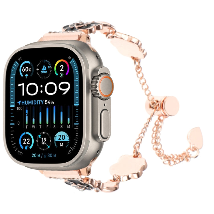 Camellia Metal Chain Bracelet Watch Band, For Apple Watch SE 2023 44mm, For Apple Watch SE 2023 40mm, For Apple Watch Ultra 2 49mm, For Apple Watch Series 9 45mm, For Apple Watch Series 9 41mm, For Apple Watch Ultra 49mm, For Apple Watch Series 8 41mm ...