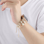 Hexagonal Stones Drawstring Chain Watch Band, For Apple Watch SE 2023 44mm, For Apple Watch SE 2023 40mm, For Apple Watch Ultra 2 49mm, For Apple Watch Series 9 45mm, For Apple Watch Series 9 41mm, For Apple Watch Ultra 49mm, For Apple Watch Series 8 4...