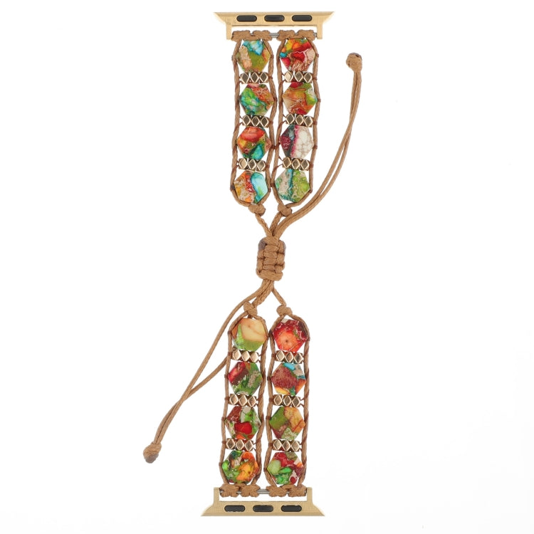 Hexagonal Stones Drawstring Chain Watch Band, For Apple Watch SE 2023 44mm, For Apple Watch SE 2023 40mm, For Apple Watch Ultra 2 49mm, For Apple Watch Series 9 45mm, For Apple Watch Series 9 41mm, For Apple Watch Ultra 49mm, For Apple Watch Series 8 4...