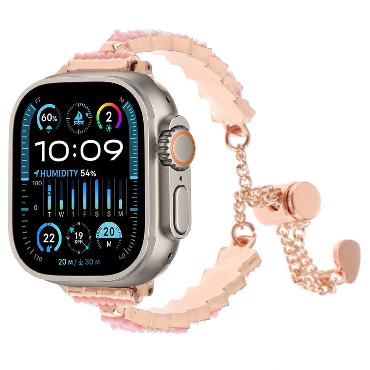 Shell Beads Chain Bracelet Metal Watch Band, For Apple Watch SE 2023 44mm, For Apple Watch SE 2023 40mm, For Apple Watch Ultra 2 49mm, For Apple Watch Series 9 45mm, For Apple Watch Series 9 41mm, For Apple Watch Ultra 49mm, For Apple Watch Series 8 41...