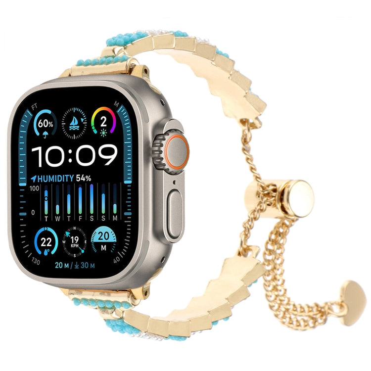 Shell Beads Chain Bracelet Metal Watch Band, For Apple Watch SE 2023 44mm, For Apple Watch SE 2023 40mm, For Apple Watch Ultra 2 49mm, For Apple Watch Series 9 45mm, For Apple Watch Series 9 41mm, For Apple Watch Ultra 49mm, For Apple Watch Series 8 41...