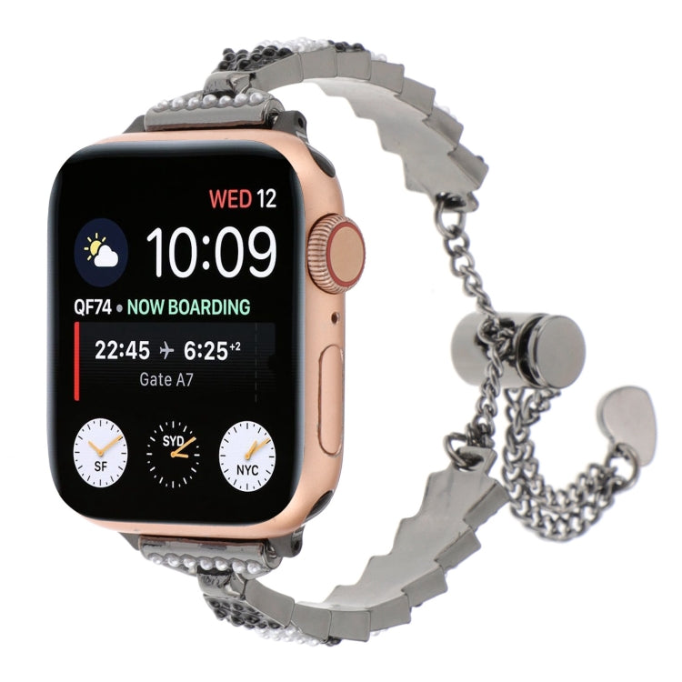 Shell Beads Chain Bracelet Metal Watch Band, For Apple Watch SE 40mm, For Apple Watch SE 44mm, For Apple Watch Series 6 40mm, For Apple Watch Series 6 44mm, For Apple Watch Series 5 44mm, For Apple Watch Series 5 40mm, For Apple Watch Series 4 44mm    ...