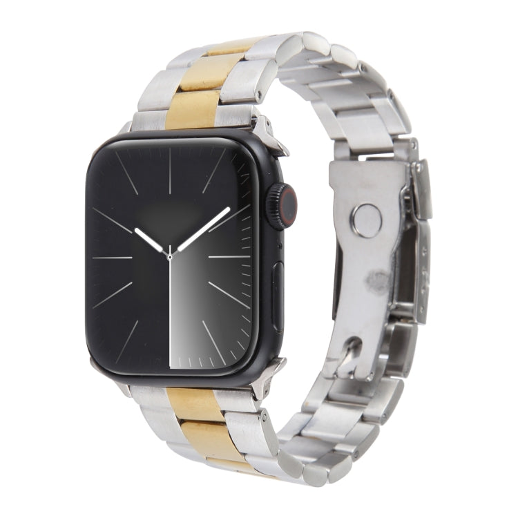 Three-Bead Stainless Steel Watch Band, For Apple Watch SE 2023 44mm, For Apple Watch SE 2023 40mm, For Apple Watch Ultra 2 49mm, For Apple Watch Series 9 45mm, For Apple Watch Series 9 41mm