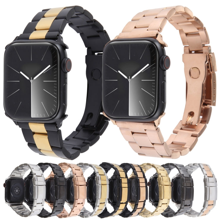 Three-Bead Stainless Steel Watch Band, For Apple Watch SE 2023 44mm, For Apple Watch SE 2023 40mm, For Apple Watch Ultra 2 49mm, For Apple Watch Series 9 45mm, For Apple Watch Series 9 41mm