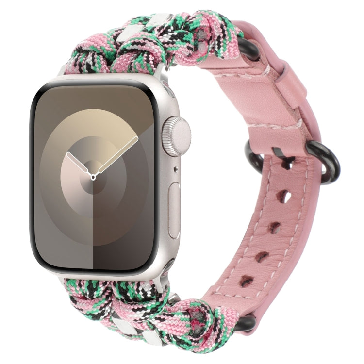 Paracord Genuine Leather Watch Band, For Apple Watch SE 40mm, For Apple Watch SE 44mm, For Apple Watch Series 6 40mm, For Apple Watch Series 6 44mm, For Apple Watch Series 5 44mm, For Apple Watch Series 5 40mm