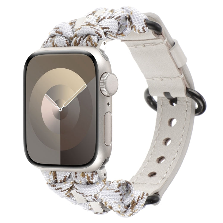 Paracord Genuine Leather Watch Band, For Apple Watch SE 40mm, For Apple Watch SE 44mm, For Apple Watch Series 6 40mm, For Apple Watch Series 6 44mm, For Apple Watch Series 5 44mm, For Apple Watch Series 5 40mm