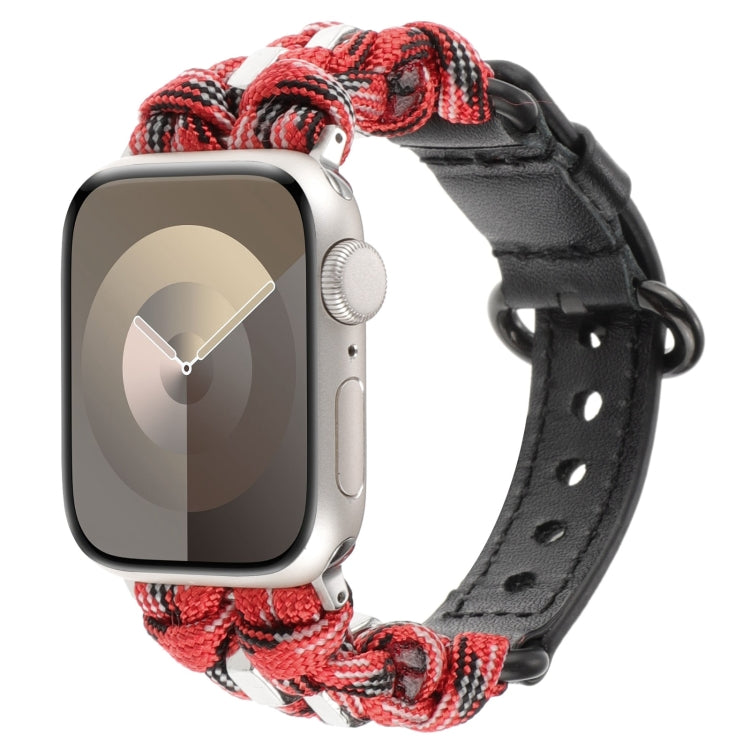 Paracord Genuine Leather Watch Band, For Apple Watch SE 40mm, For Apple Watch SE 44mm, For Apple Watch Series 6 40mm, For Apple Watch Series 6 44mm, For Apple Watch Series 5 44mm, For Apple Watch Series 5 40mm