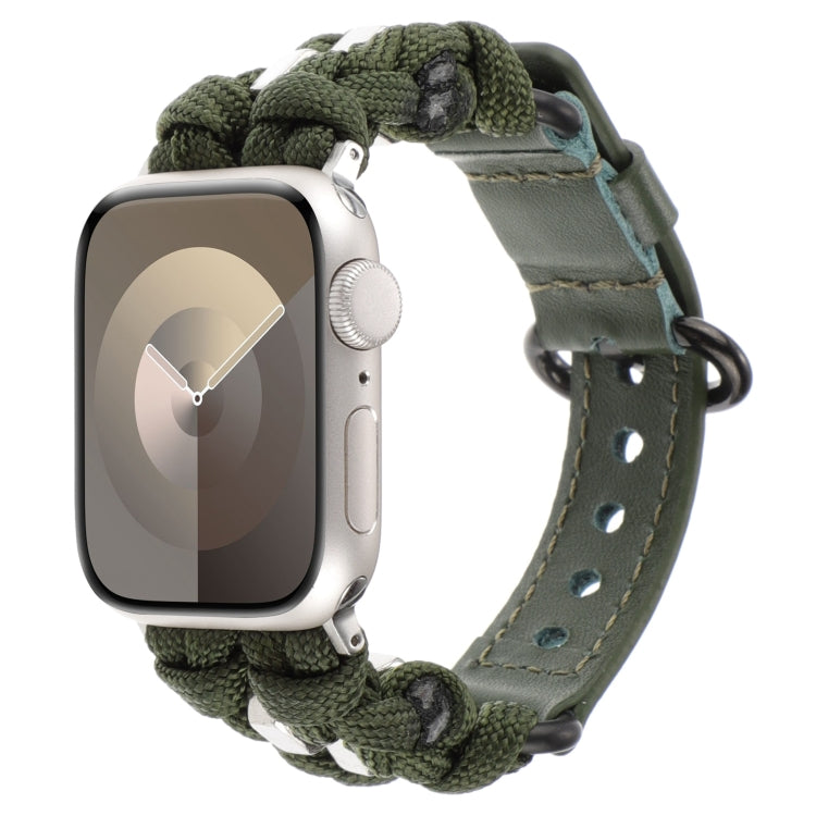 Paracord Genuine Leather Watch Band, For Apple Watch SE 40mm, For Apple Watch SE 44mm, For Apple Watch Series 6 40mm, For Apple Watch Series 6 44mm, For Apple Watch Series 5 44mm, For Apple Watch Series 5 40mm
