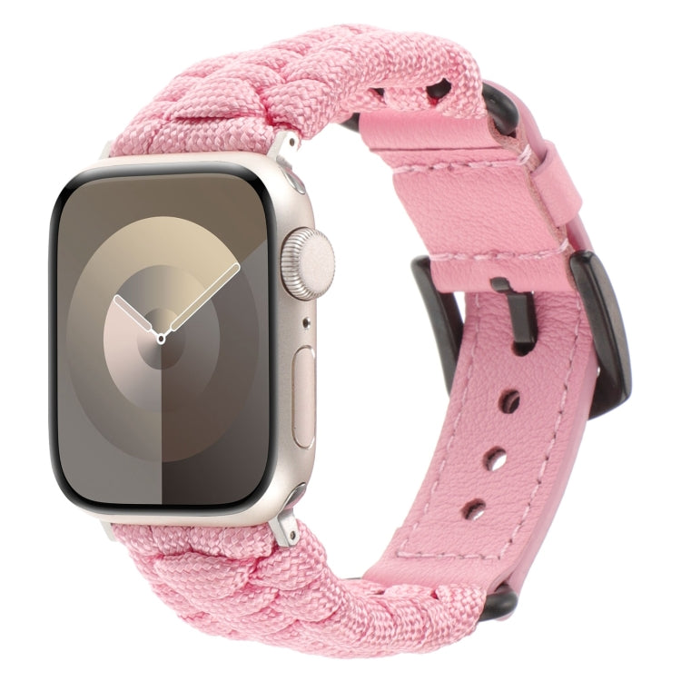 Plain Paracord Genuine Leather Watch Band, For Apple Watch Series 4 44mm, For Apple Watch Series 4 40mm, For Apple Watch Series 3 38mm, For Apple Watch Series 3 42mm, For Apple Watch Series 2 42mm, For Apple Watch Series 2 38mm