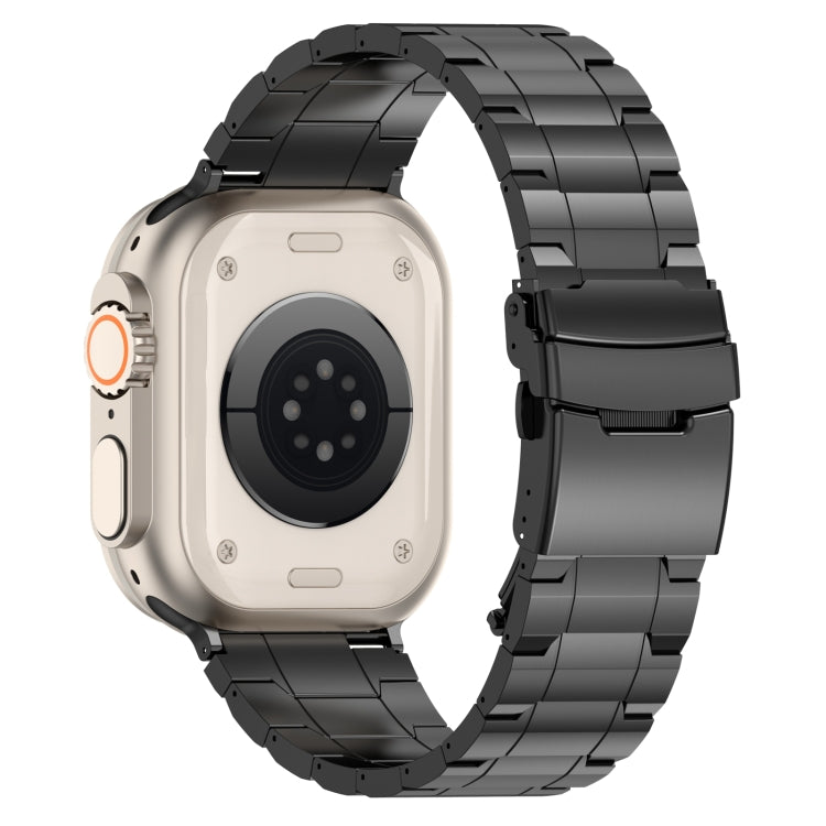 Safety Buckle Trapezoid Titanium Steel Watch Band, For Apple Watch SE 2023 44mm, For Apple Watch SE 2023 40mm, For Apple Watch Ultra 2 49mm, For Apple Watch Series 9 45mm, For Apple Watch Series 9 41mm, For Apple Watch Ultra 49mm                       ...